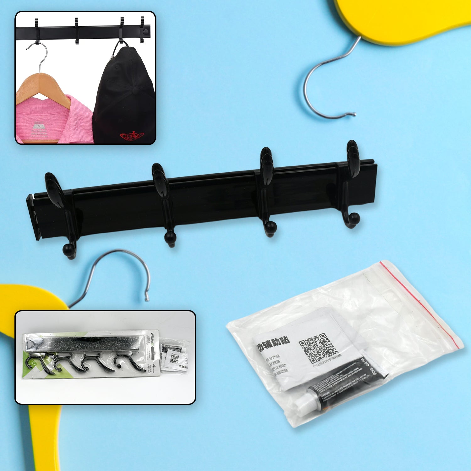 7570 Cloth hanger, Wall Door Hooks Rail for Hanging Clothes for Hanging Hook Rack Rail, Extra Long Coat Hanger Wall Mount for Clothes, Jacket, Hats, 6 Hook With Eco-friendly Liquid Adhesive Glue 7570 Cloth hanger, Wall Door Hooks Rail for Hanging Clothes for Hanging Hook Rack Rail, Extra Long Coat Hanger Wall Mount for Clothes, Jacket, Hats, 6 Hook With Eco-friendly Liquid Adhesive Glue